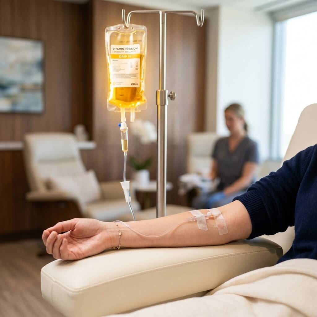 Paciente recibiendo sueroterapia intravenosa